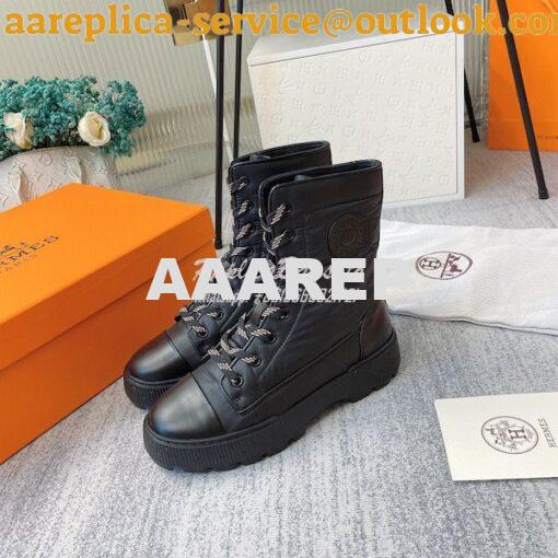 Replica Hermes Fresh Ankle Boots calfskin and light parachute fabric H 4