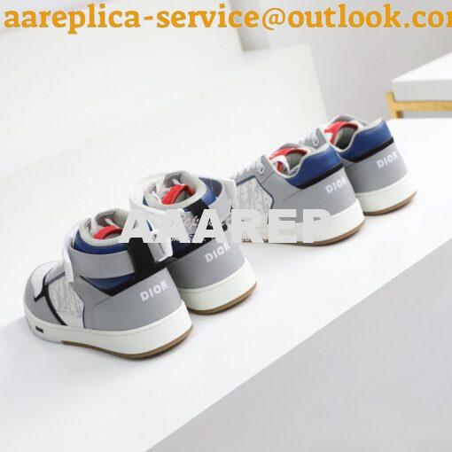 Replica Dior B27 Mid-Top Sneaker Blue, Gray and White Smooth Calfskin 3