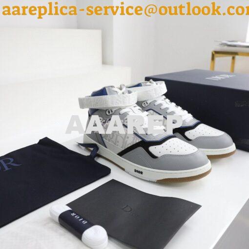 Replica Dior B27 Mid-Top Sneaker Blue, Gray and White Smooth Calfskin 4