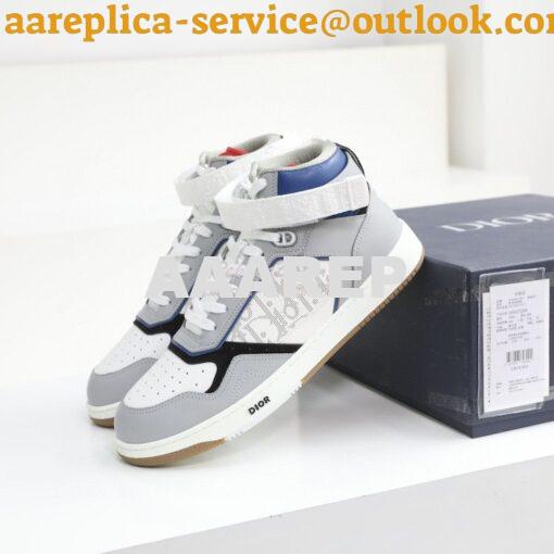 Replica Dior B27 Mid-Top Sneaker Blue, Gray and White Smooth Calfskin 5