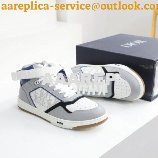 Replica Dior B27 Mid-Top Sneaker Blue, Gray and White Smooth Calfskin 6