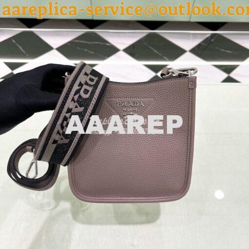 Replica Prada Leather Mini Shoulder Bag 1BH191 Clay Gray