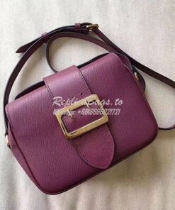 Replica Burberry The Small Buckle Crossbody Bag in Leather Wine 2