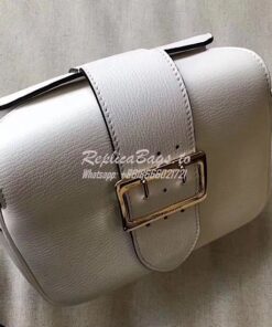 Replica Burberry The Small Buckle Crossbody Bag in Leather White