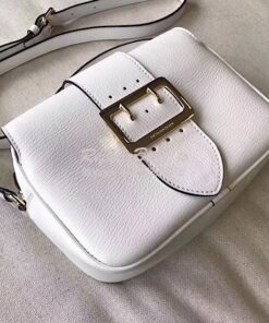 Replica Burberry The Small Buckle Crossbody Bag in Leather White 2