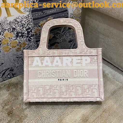 Replica Dior Mini Book Tote S5475 Rose Des Vents Oblique Embroidery