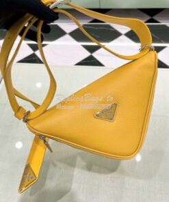 Replica Prada Triangle Saffiano Leather Belt Bag 2VL039 Yellow 2