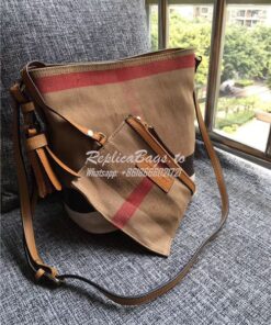 Replica Burberry  The Small Ashby in Canvas Check and Brown Leather 39 2