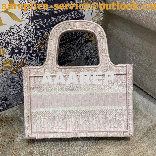 Replica Dior Mini Book Tote S5475 Rose Des Vents Oblique Embroidery 8