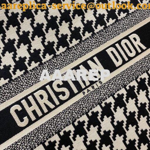 Replica Dior Book Tote bag in Black Houndstooth Embroidery 3