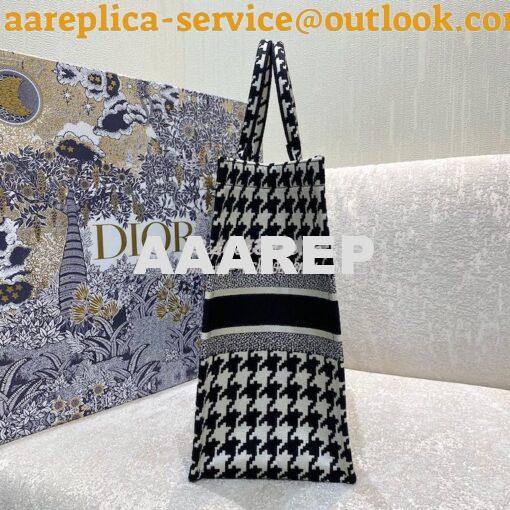 Replica Dior Book Tote bag in Black Houndstooth Embroidery 5