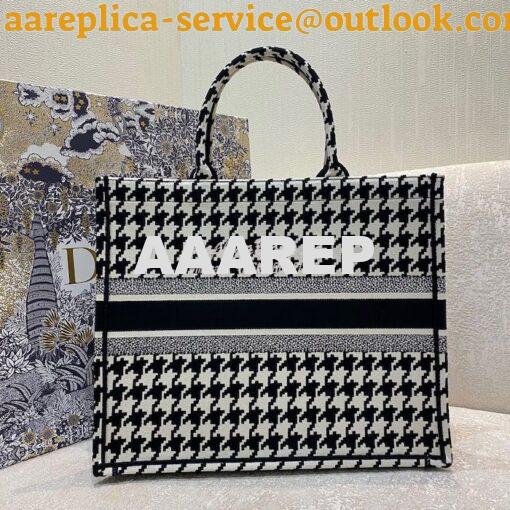 Replica Dior Book Tote bag in Black Houndstooth Embroidery 6