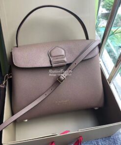 Replica Burberry Grainy Leather and House Check Tote Bag Dark Sand