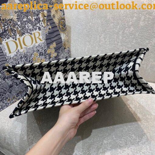 Replica Dior Book Tote bag in Black Houndstooth Embroidery 8