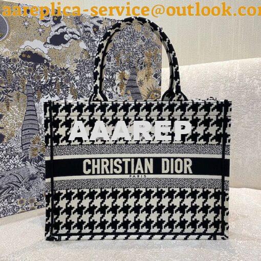 Replica Dior Book Tote bag in Black Houndstooth Embroidery 11