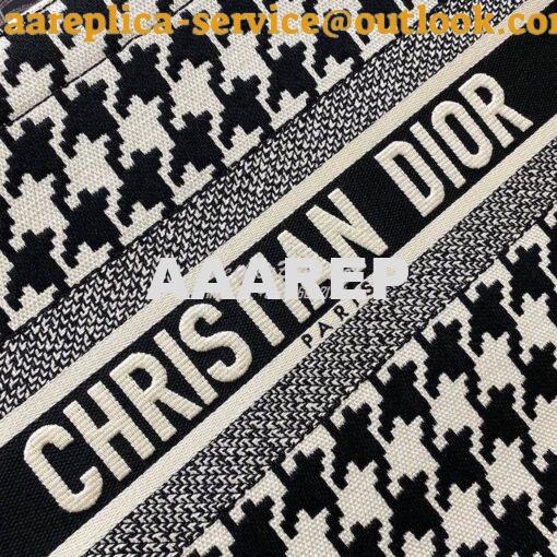 Replica Dior Book Tote bag in Black Houndstooth Embroidery 12