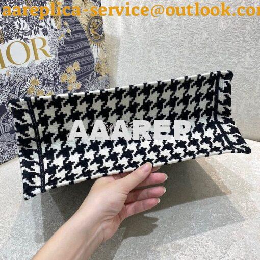 Replica Dior Book Tote bag in Black Houndstooth Embroidery 15