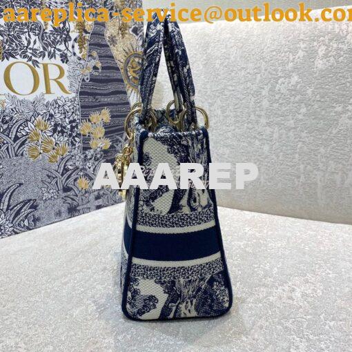 Replica Dior Medium Lady D-Lite Bag Blue Toile de Jouy Embroidery M056 4