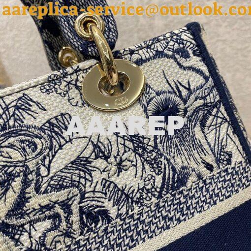 Replica Dior Medium Lady D-Lite Bag Blue Toile de Jouy Embroidery M056 5