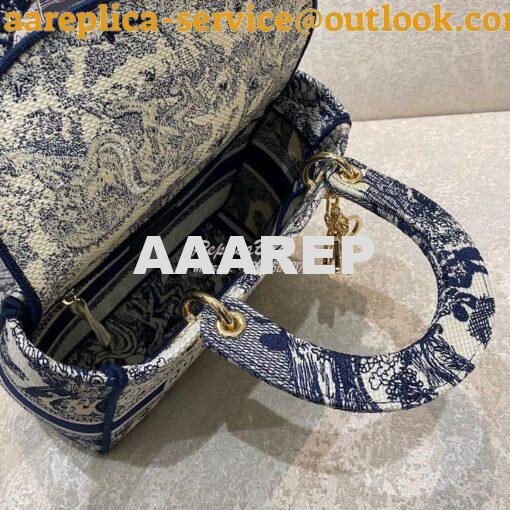 Replica Dior Medium Lady D-Lite Bag Blue Toile de Jouy Embroidery M056 7