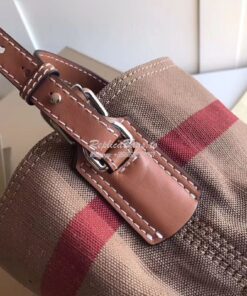 Replica Burberry The Medium Ashby in Canvas Check and Brown Leather 2