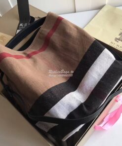 Replica Burberry The Medium Ashby in Canvas Check and Black Leather