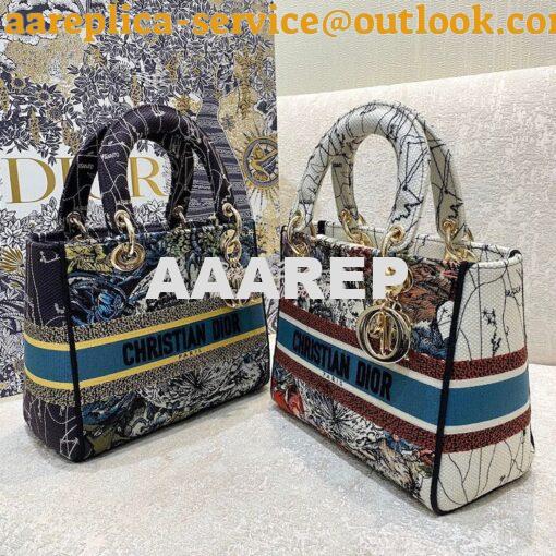 Replica Dior Medium Lady D-Lite Bag Blue Constellation Embroidery M056 2