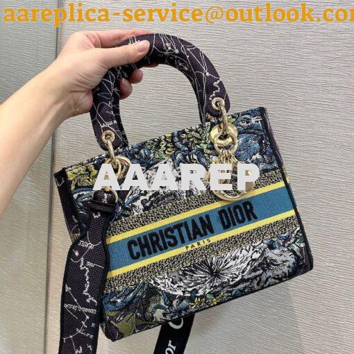 Replica Dior Medium Lady D-Lite Bag Blue Constellation Embroidery M056 4