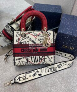 Replica Dior Medium Lady D-Lite Bag Graffiti Je'taime d'Amour Embroide