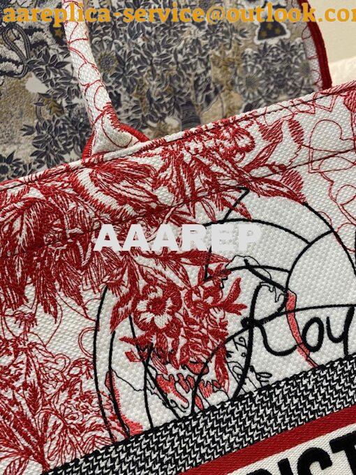 Replica Dior Book Tote bag in Red and White D-Royaume d'Amour Embroide 5