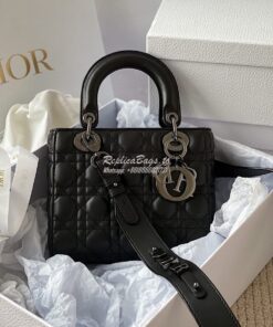 Replica Lady Dior My ABCdior Bag All Black Cannage Lambskin M0538