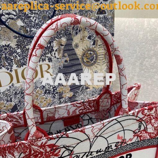 Replica Dior Book Tote bag in Red and White D-Royaume d'Amour Embroide 12