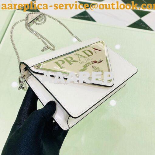 Replica Prada Brushed Leather Shoulder Bag 1BH189 White 6