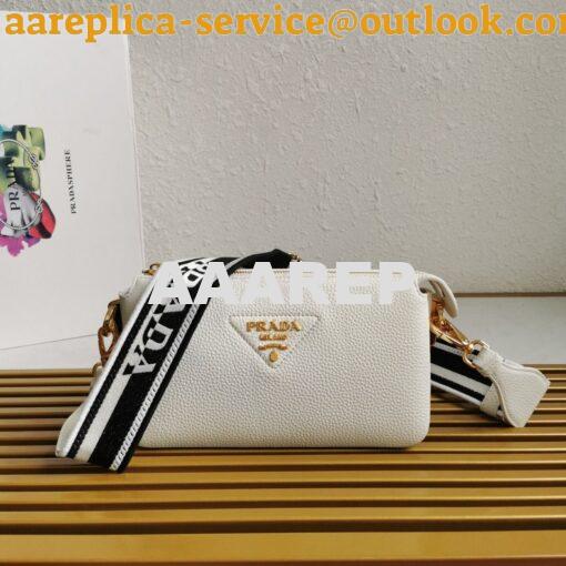 Replica Prada Leather shoulder bag 3 Layers 1BH194 White