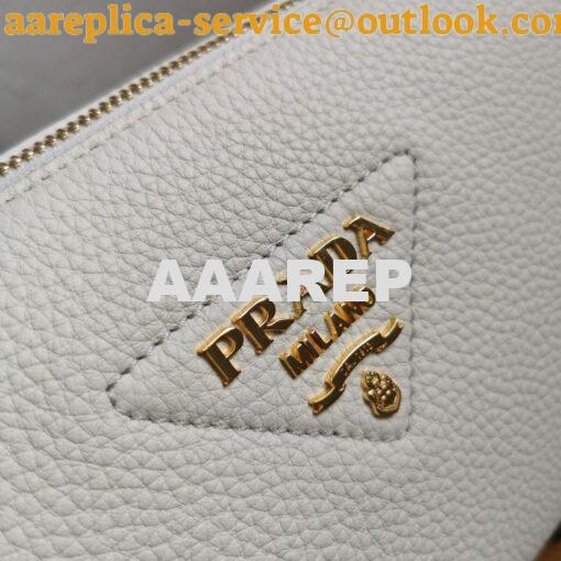 Replica Prada Leather shoulder bag 3 Layers 1BH194 White 3