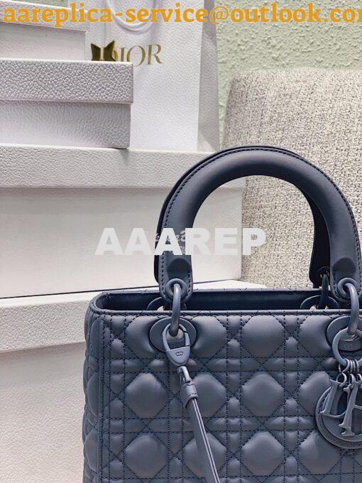 Replica Dior Medium Lady Dior Ultra-Matte Denim Blue Tote Bag M0565 5