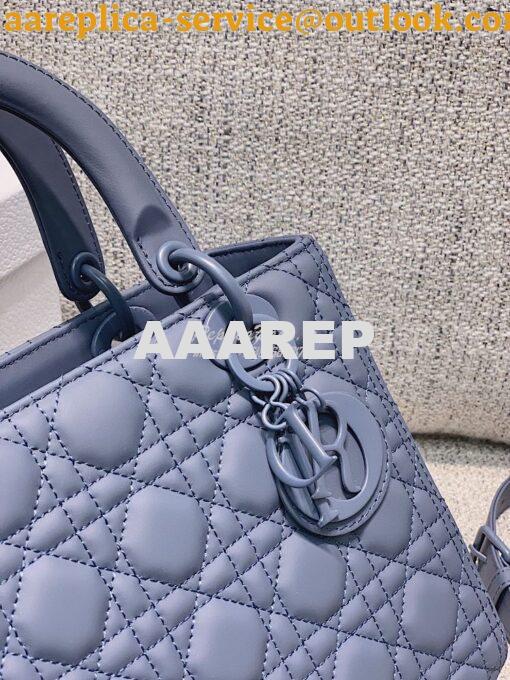 Replica Dior Medium Lady Dior Ultra-Matte Denim Blue Tote Bag M0565 6