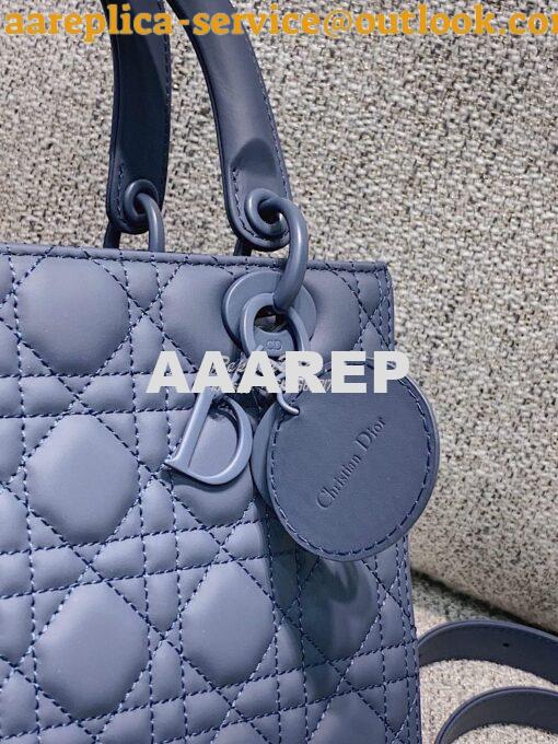 Replica Dior Medium Lady Dior Ultra-Matte Denim Blue Tote Bag M0565 7