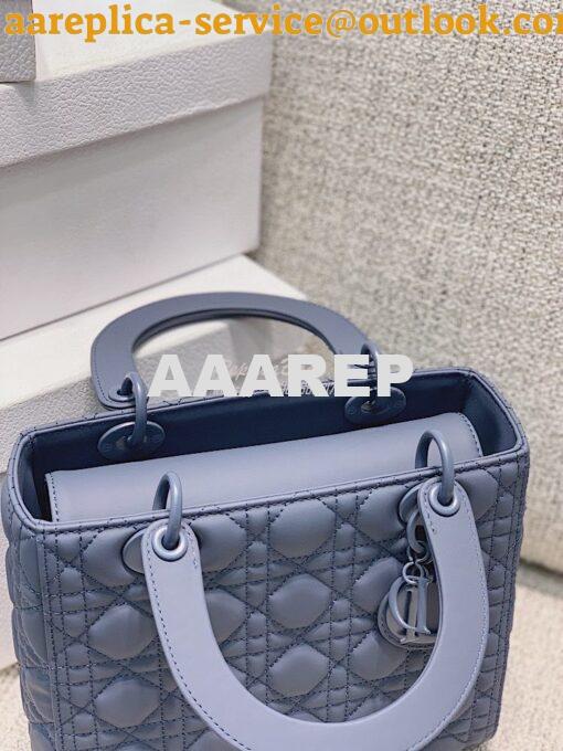 Replica Dior Medium Lady Dior Ultra-Matte Denim Blue Tote Bag M0565 8