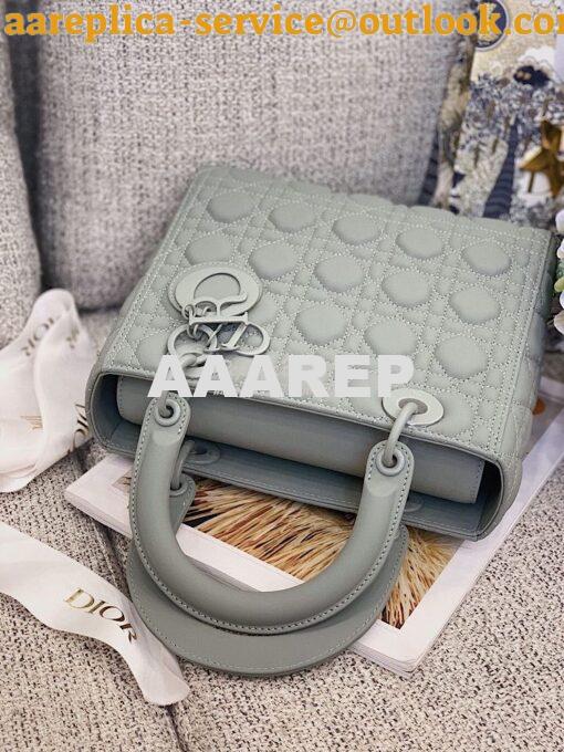 Replica Dior Medium Lady Dior Ultra-Matte Stone Gray Tote Bag M0565 4