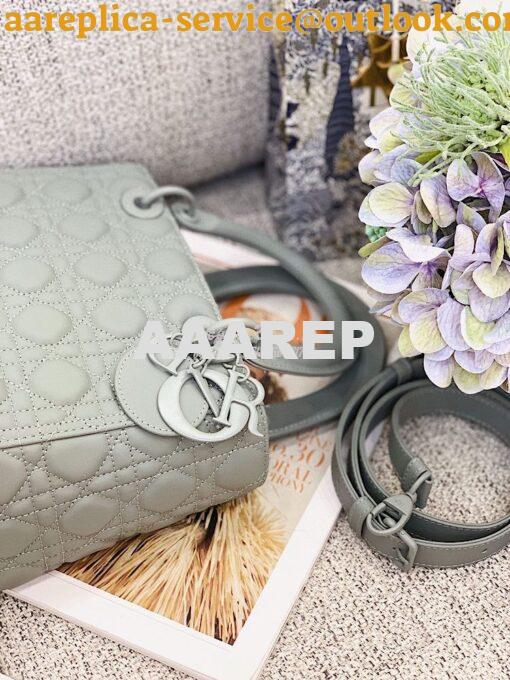 Replica Dior Medium Lady Dior Ultra-Matte Stone Gray Tote Bag M0565 6