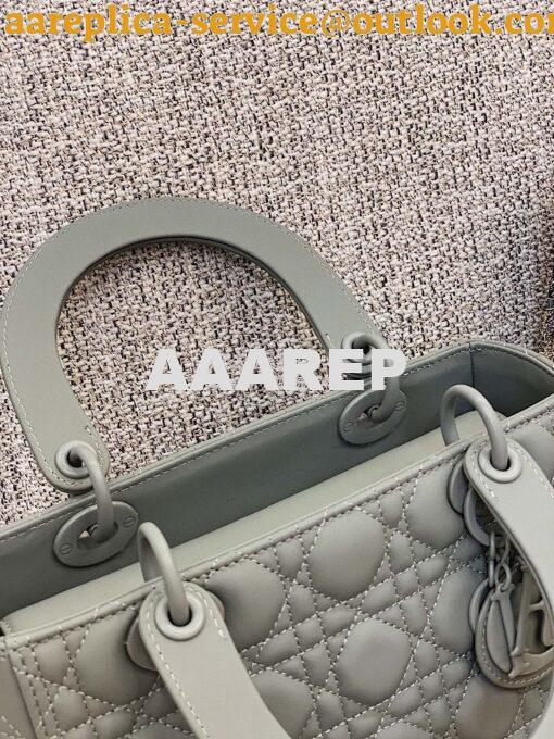 Replica Dior Medium Lady Dior Ultra-Matte Stone Gray Tote Bag M0565 8