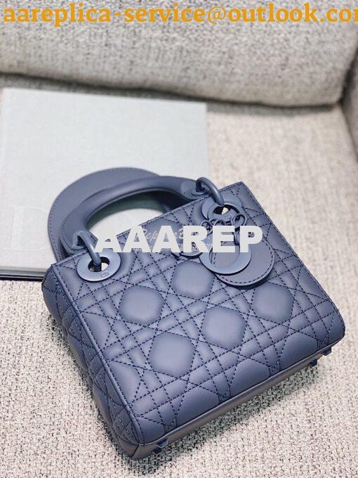 Replica Dior Mini Lady Dior Ultra-Matte Denim Blue Tote Bag 5