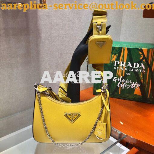 Replica Prada Re-edition 2005 Saffiano Leather Bag 1BH204 Yellow Silve