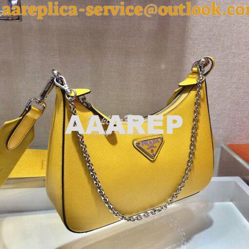 Replica Prada Re-edition 2005 Saffiano Leather Bag 1BH204 Yellow Silve 4