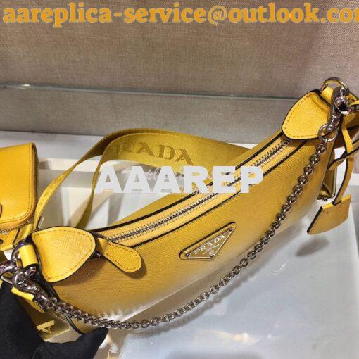 Replica Prada Re-edition 2005 Saffiano Leather Bag 1BH204 Yellow Silve 6