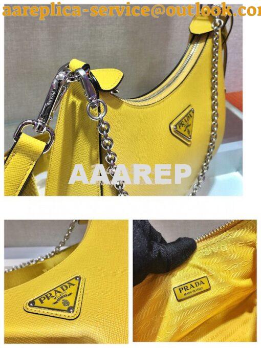 Replica Prada Re-edition 2005 Saffiano Leather Bag 1BH204 Yellow Silve 7