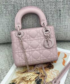 Replica Dior Mini Lady Dior Ultra-Matte Lavender Tote Bag