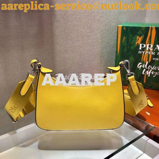 Replica Prada Re-edition 2005 Saffiano Leather Bag 1BH204 Yellow Silve 9