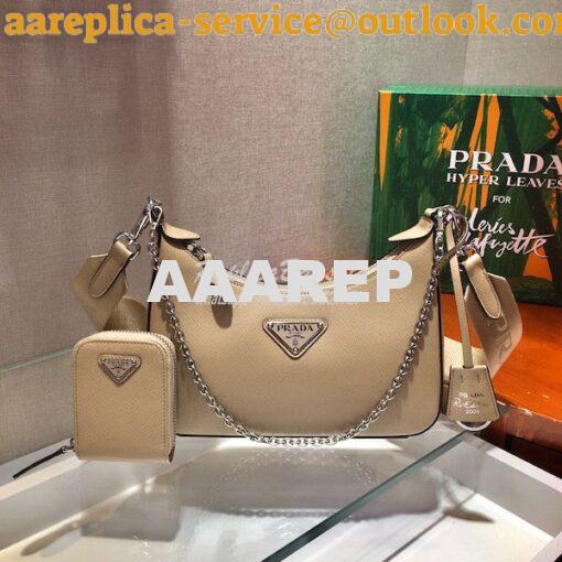 Replica Prada Re-edition 2005 Saffiano Leather Bag 1BH204 Nude Silver 3